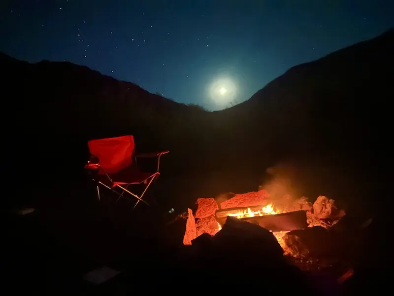 Overnight camping kayak tour Colorado River campfire stars canyon Las Vegas Nevada